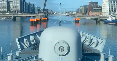 Stunning footage shared by Irish Navy member shows LE Roisin's arrival into Dublin