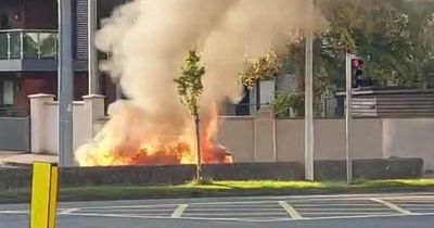 Emergency services rush to scene of car engulfed in flames in south Dublin