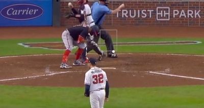 Atlanta’s Collin McHugh threw an unhittable 79 mph slider and Luis Garcia’s sad reaction was just perfect