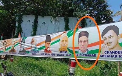 Congress in damage control mode as picture of Savarkar on poster triggers row