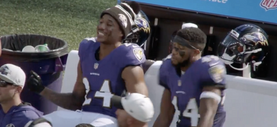 Mic’d-up Marlon Humphrey and Marcus Peters joked on the bench about guarding Tyreek Hill