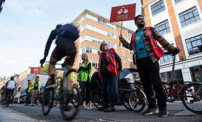Cyclists form ‘human barrier’ in Old Street safety protest