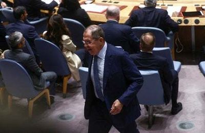 Russian foreign minister Sergei Lavrov walks out of UN meeting after defending war in Ukraine