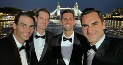 Roger Federer plays table tennis in tuxedo on night out with Murray, Djokovic and Nadal