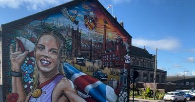 Huge mural of Gold medallist Keely Hodgkinson unveiled in her home town