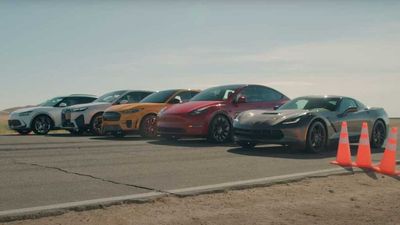 Genesis GV60 Drag Races Three Electric SUVs And A... Corvette C7?