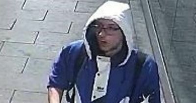 Police want to speak to this man following a spate of criminal damage in Manchester city centre