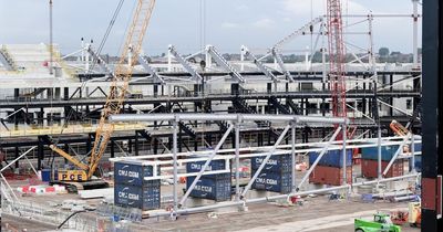 New Everton Stadium milestone as 'ultra-sleek' roof trusses being constructed