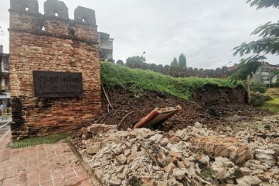 Chiang Mai city wall collapses after heavy rain