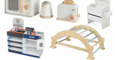 Aldi’s 'bestselling' wooden toy range returns with a launderette, supermarket and cot unit