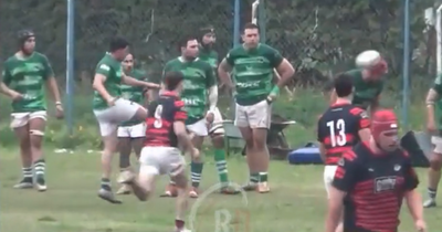 Fly-half kicks penalty straight at team-mate's head and costs his own team promotion in jaw-dropping clip