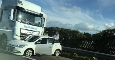 Driver's M74 miracle escape as car and HGV crash on motorway