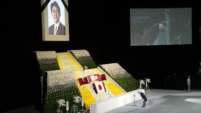 French former president Sarkozy attends funeral of Shinzo Abe in Japan