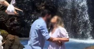 Couple criticised after dying stunning waterfall blue for their gender reveal party