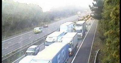 M1 lanes closed after vehicle overturns between J20 and J21