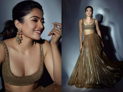 Rashmika Mandanna's golden lehenga is perfect for Karwa Chauth 2022