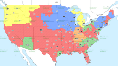 TV broadcast map for Panthers vs. Cardinals in Week 4