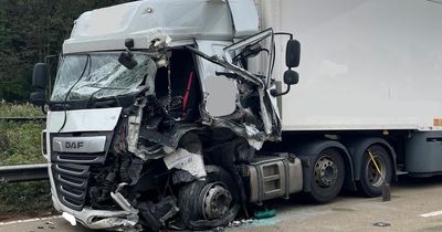 Dramatic pictures show aftermath of HGV crash that caused rush-hour congestion on M60