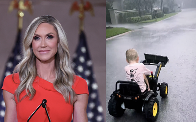 Lara Trump sparks anger after sharing video of son driving toy car outside during Hurricane Ian