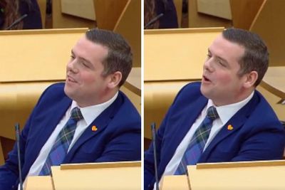 Douglas Ross smirks and heckles as he's told of Tory damage to UK economy