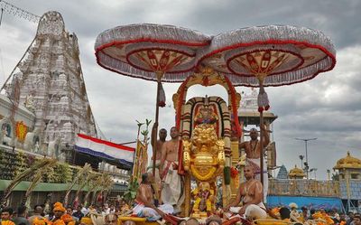 Andhra Pradesh: Lord Malayappa Swamy rides ‘Simha Vahanam’