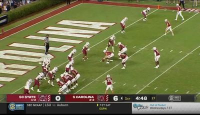 South Carolina DL Tonka Hemingway scored a 2-point conversion from this super-weird formation