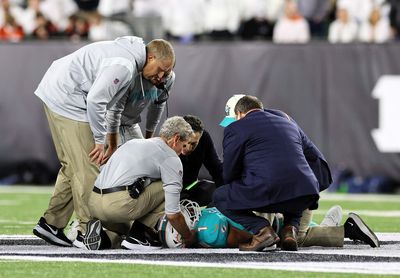 Dolphins QB Tua Tagovailoa stretchered off after sack