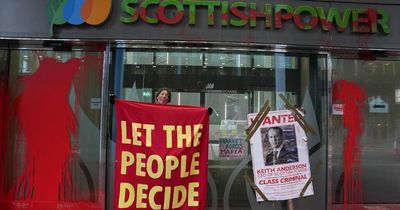 Scottish Power HQ splattered with blood red paint as angry protestors stage cost of living demo