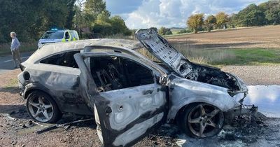 Young Scottish man has lucky escape after car bursts into flames on way to work