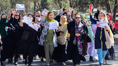 Afghan women protest Hazara 'genocide' after Kabul bombing kills dozens