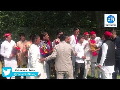 New Delhi: Large Number Of Workers Arrive To Felicitate Samajwadi Party National President Akhilesh Yadav