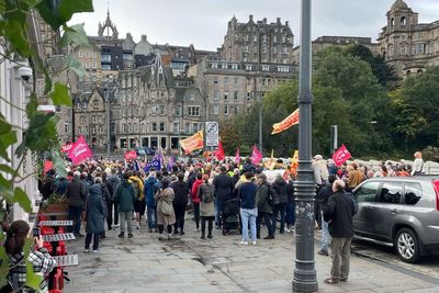 Hundreds gather in support of rail and postal workers’ strike action