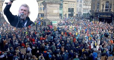 Hundreds gather in Newcastle for 'Enough is Enough' rally as Hairy Bikers star Si King gives moving speech