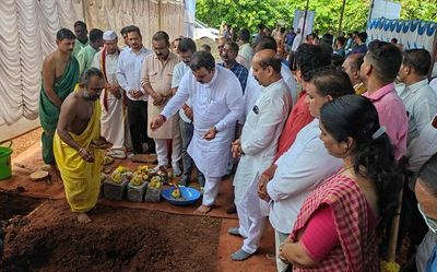 Kannada and Culture Minister lays foundation stone for district Rangamandira at Udupi