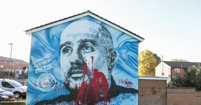 Pep Guardiola mural near the Etihad defaced AGAIN ahead of Manchester derby