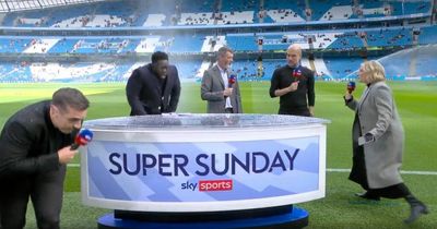 Gary Neville soaked as Sky Sports pundits and Pep Guardiola run from sprinklers