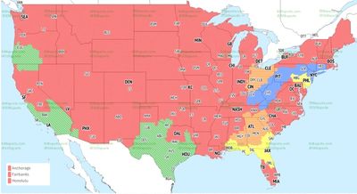 Broadcast maps for Week 4 of the 2022 NFL season