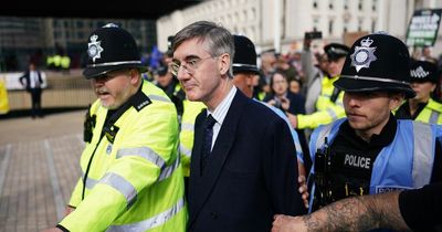 Jacob Rees-Mogg chased and booed by protesters outside Tory party conference