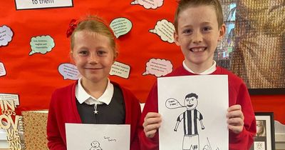 Allan Saint-Maximin, Dan Burn and Jonjo Shelvey draw brilliant self portraits for a Tyneside school