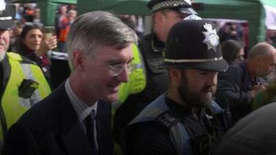 Jacob Rees-Mogg booed by protesters in Birmingham as Tory conference kicks off