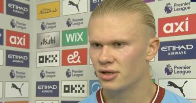 Erling Haaland gives typically modest response after firing hat-trick past Man Utd