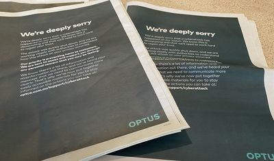 Optus’ full-page newspaper apology — a lazy concept way past its use-by date