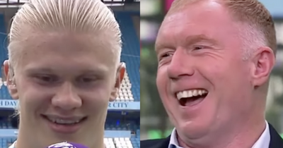 How Erling Haaland reacted to wrong foot question from Manchester United great Paul Scholes