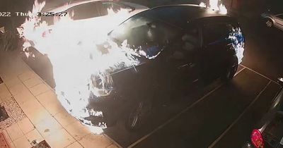 Mum and young son flee as masked men torch car outside their front door