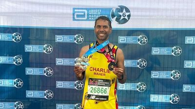 Western Arrente man Charlie Maher completes sixth major marathon in 12-year running journey