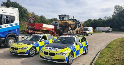 Police escort 'real-life Tonka toy' along the M1