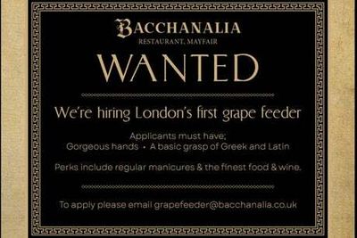 Richard Caring’s new restaurant Bacchanalia is looking for a ‘grape feeder’ with ‘gorgeous hands’