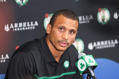 Celtics interim head coach Joe Mazzulla reacts to Blake Griffin signing