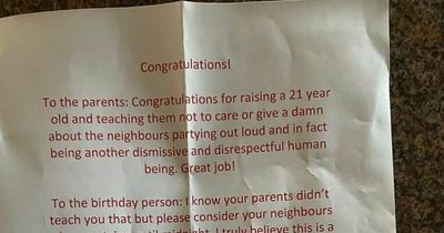 Neighbours slams 'disrespectful human' in brutal letter about birthday party