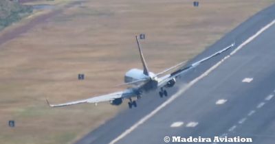 Moment pilot performs incredible 'horizontal' landing in intense crosswinds